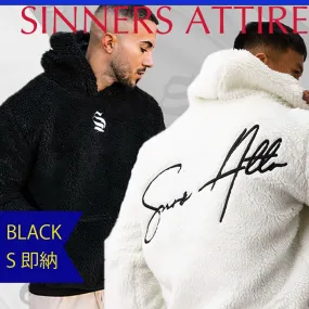 SINNERS ATTIRE  |Long Sleeves Cotton Shearling Logo Hoodies