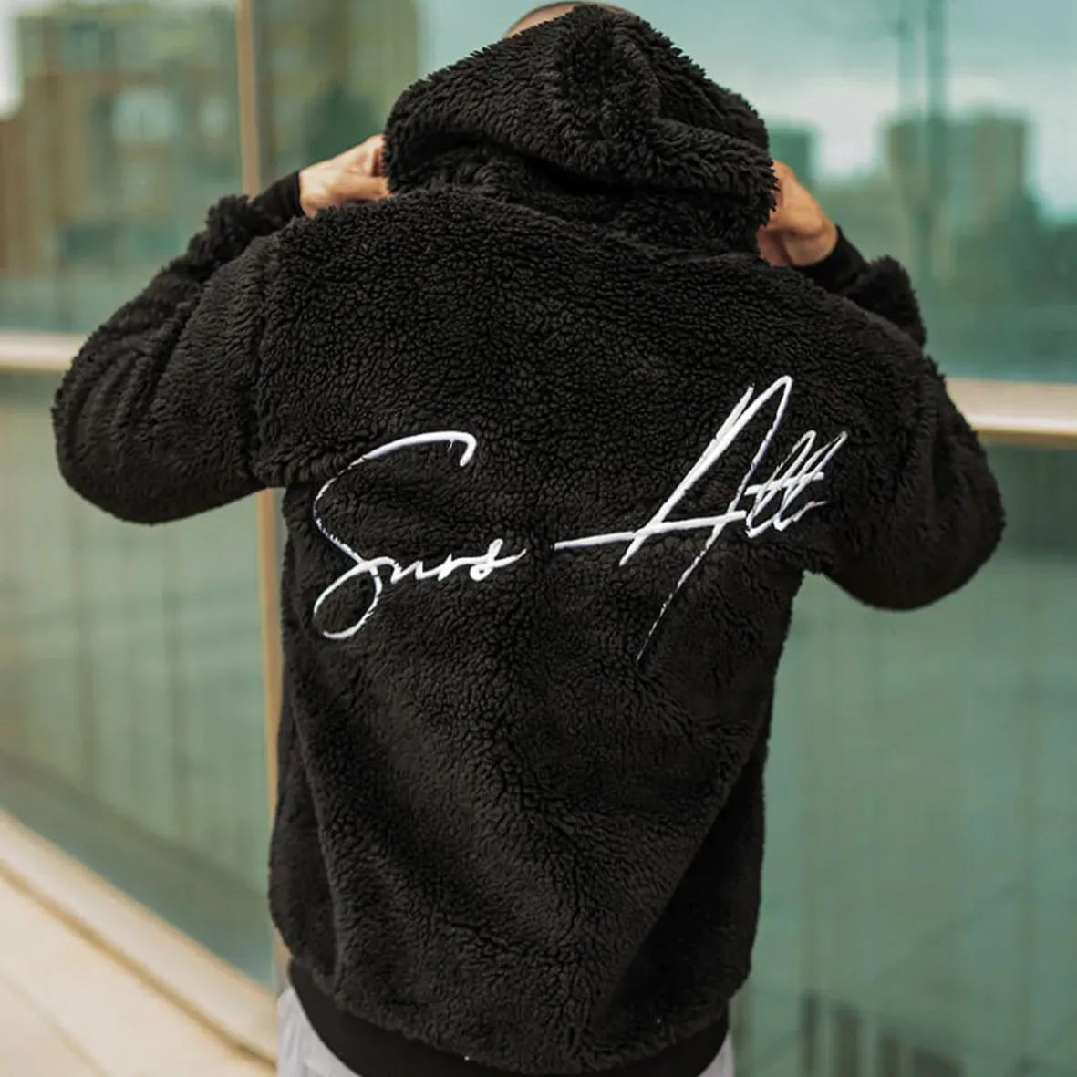 SINNERS ATTIRE  |Long Sleeves Cotton Shearling Logo Hoodies