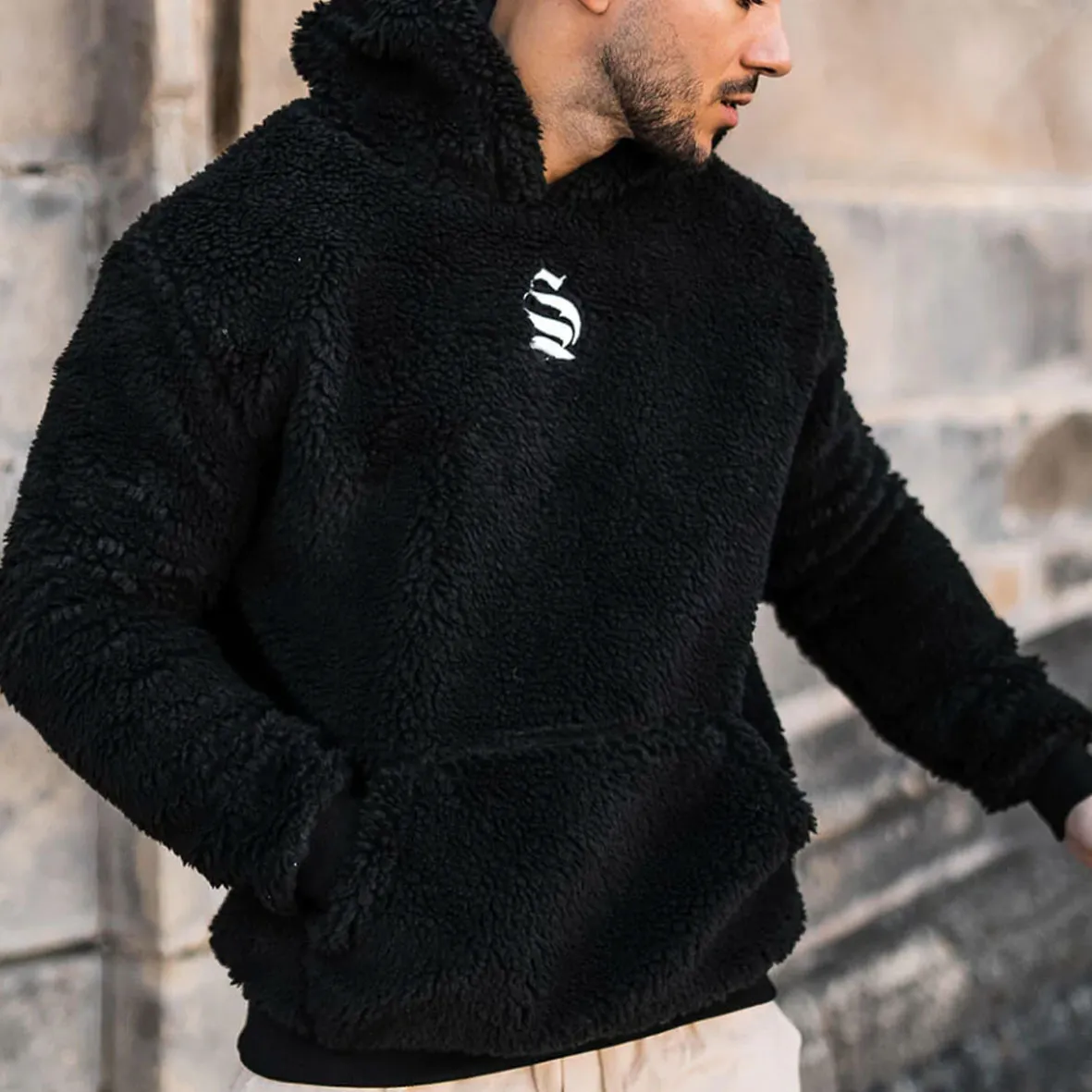 SINNERS ATTIRE  |Long Sleeves Cotton Shearling Logo Hoodies