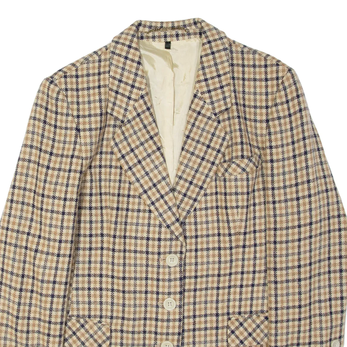 SIXTH SENSE Womens Blazer Jacket Beige Wool Plaid M