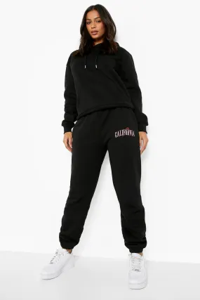 Slogan Hoodie Cuffed Hem Jogger Tracksuit