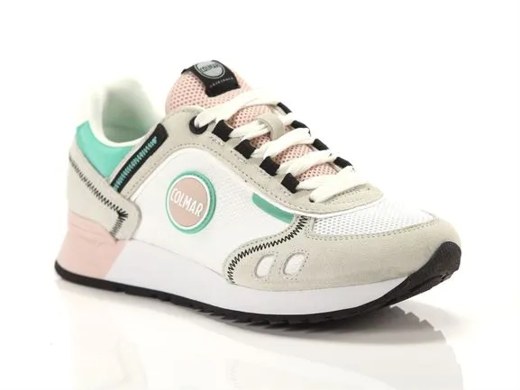 SNEAKERS COLMAR TRAVIS WHITE-PINK-WATER GREEN TRAVSP C 127