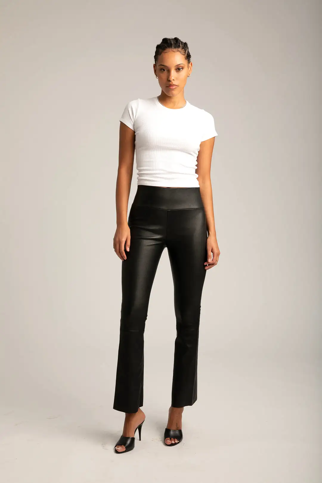 SPRWMN Leather Ankle Flare Legging