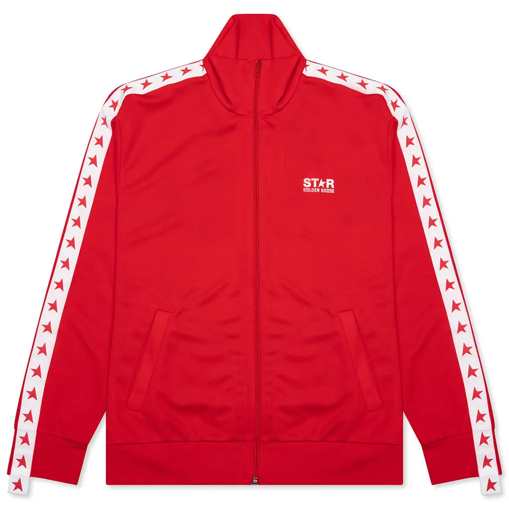 Star Zipped Track Jacket - Tango Red/White