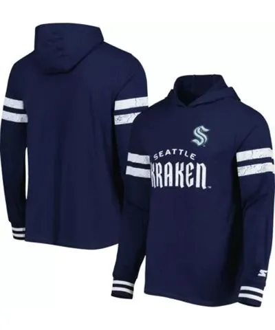 Starter Men's NHL Seattle Kraken Offense Long Sleeve Hoodie T-Shirt