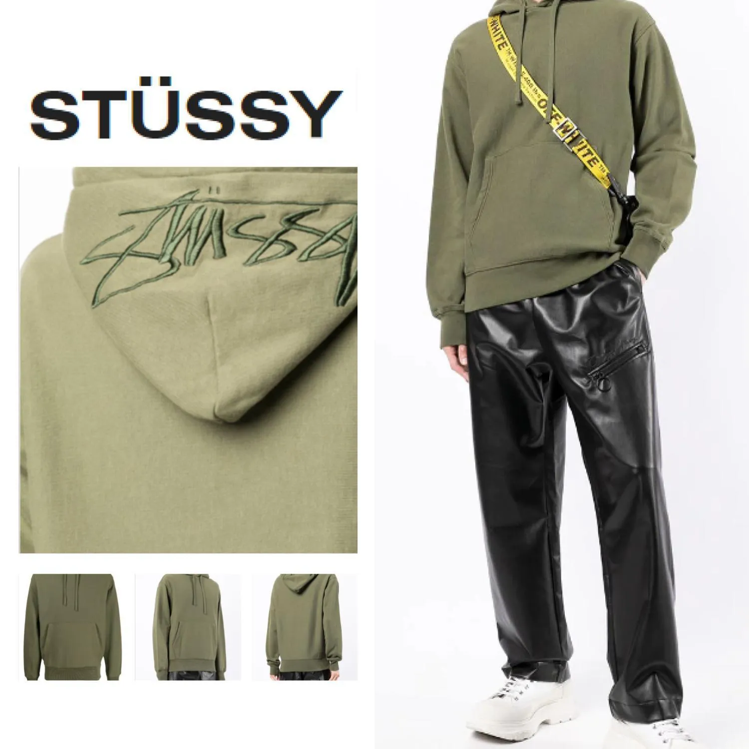 STUSSY  |Collaboration Long Sleeves Cotton Logo Skater Style Hoodies