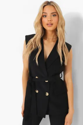 Tailored Double Breasted Sleeveless Blazer