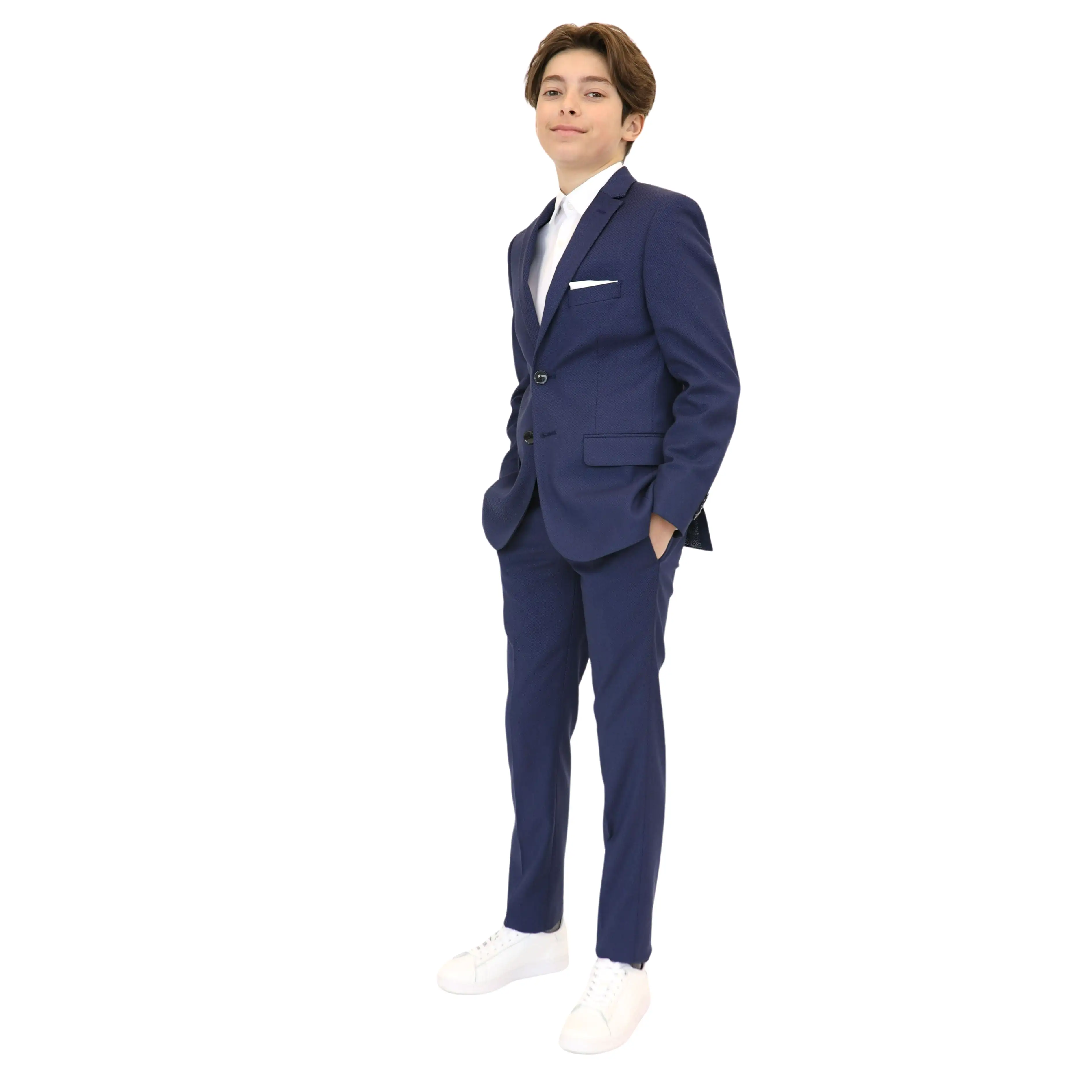 Tallia Boys Skinny Navy Birdseye Suit CZ0065