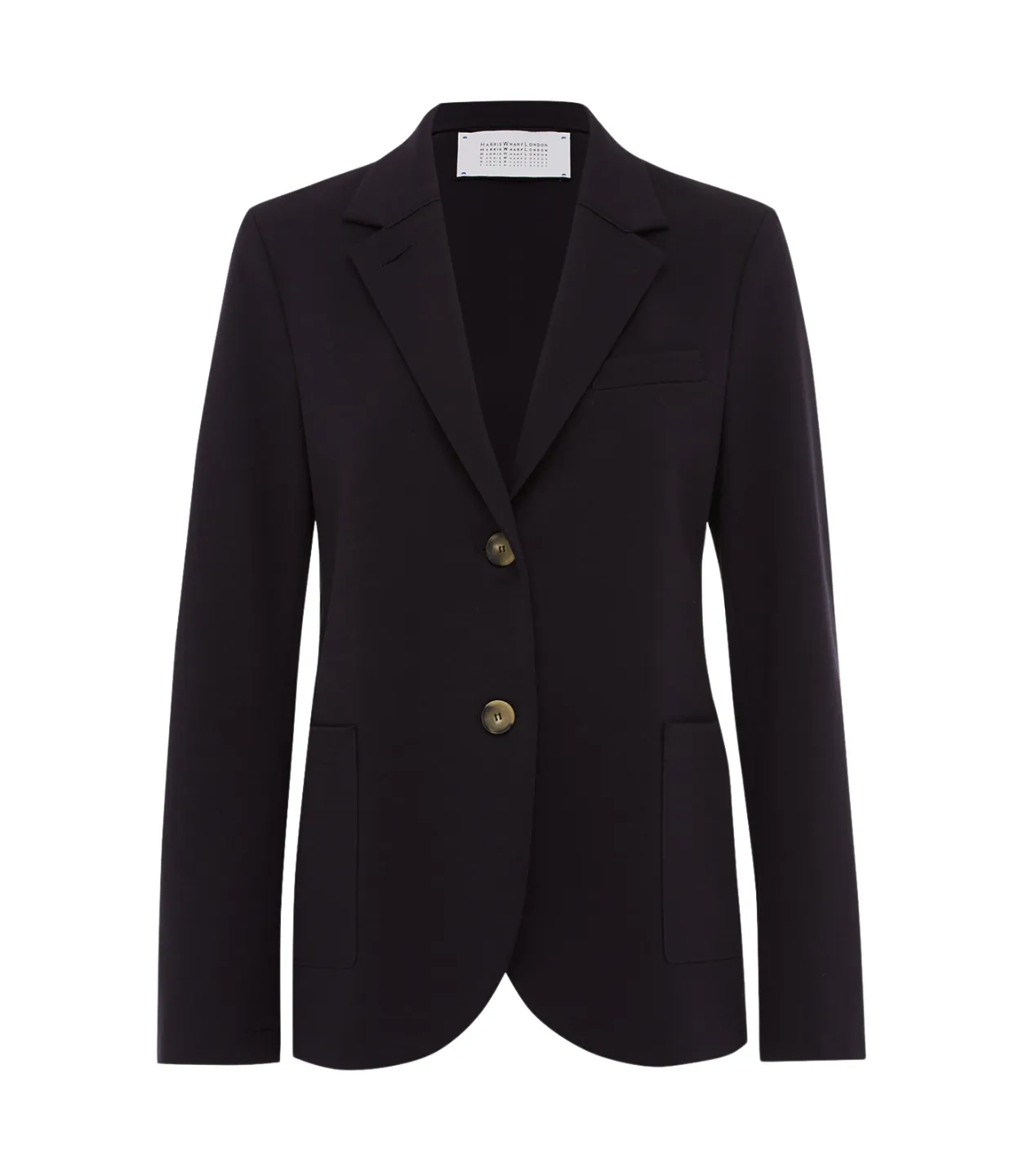 Techno Viscose Collard Blazer in Navy