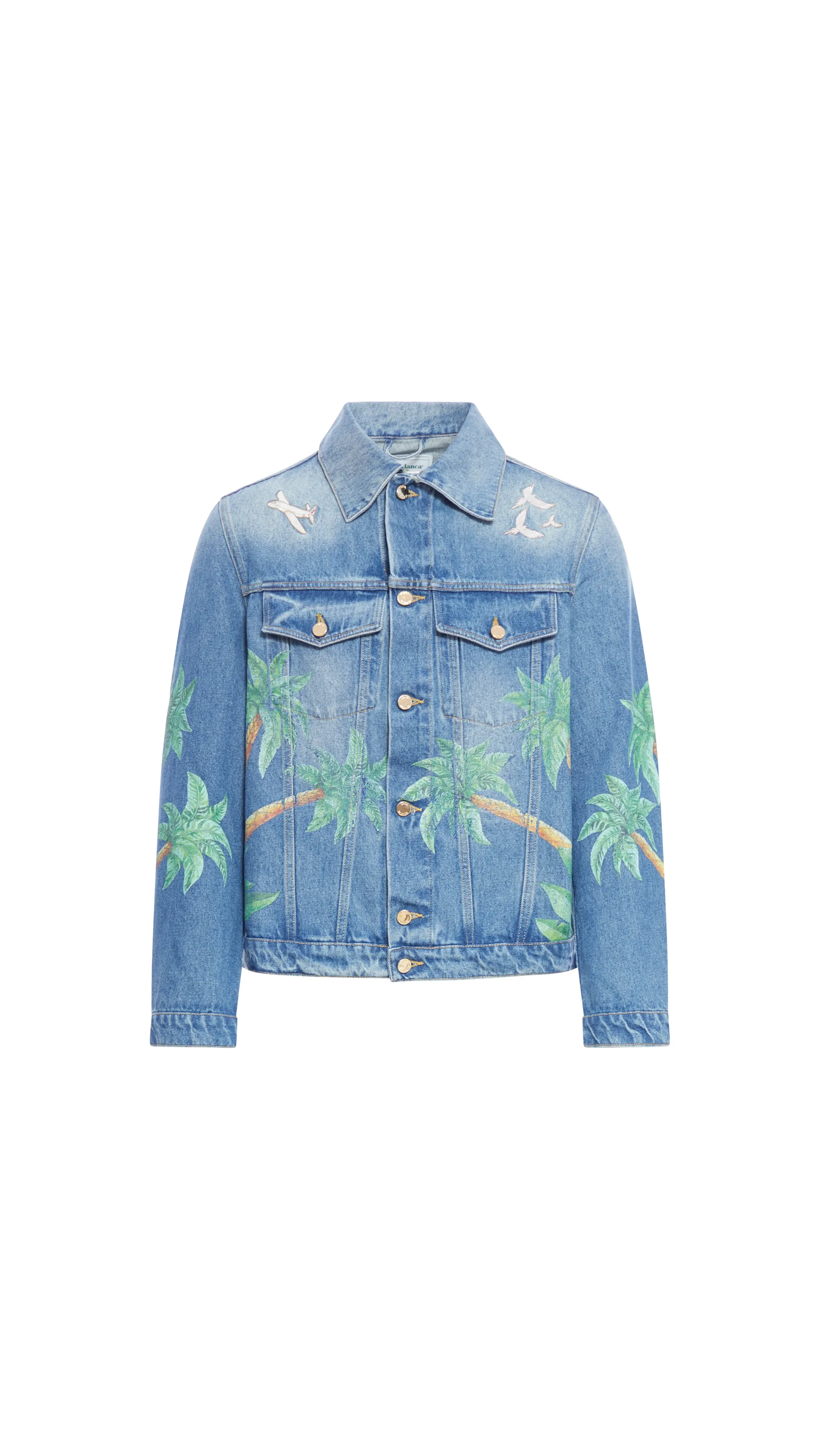 Tennis Club Embroidered Denim Jacket - Blue Multi