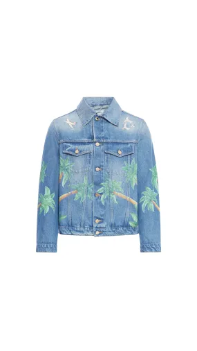 Tennis Club Embroidered Denim Jacket - Blue Multi