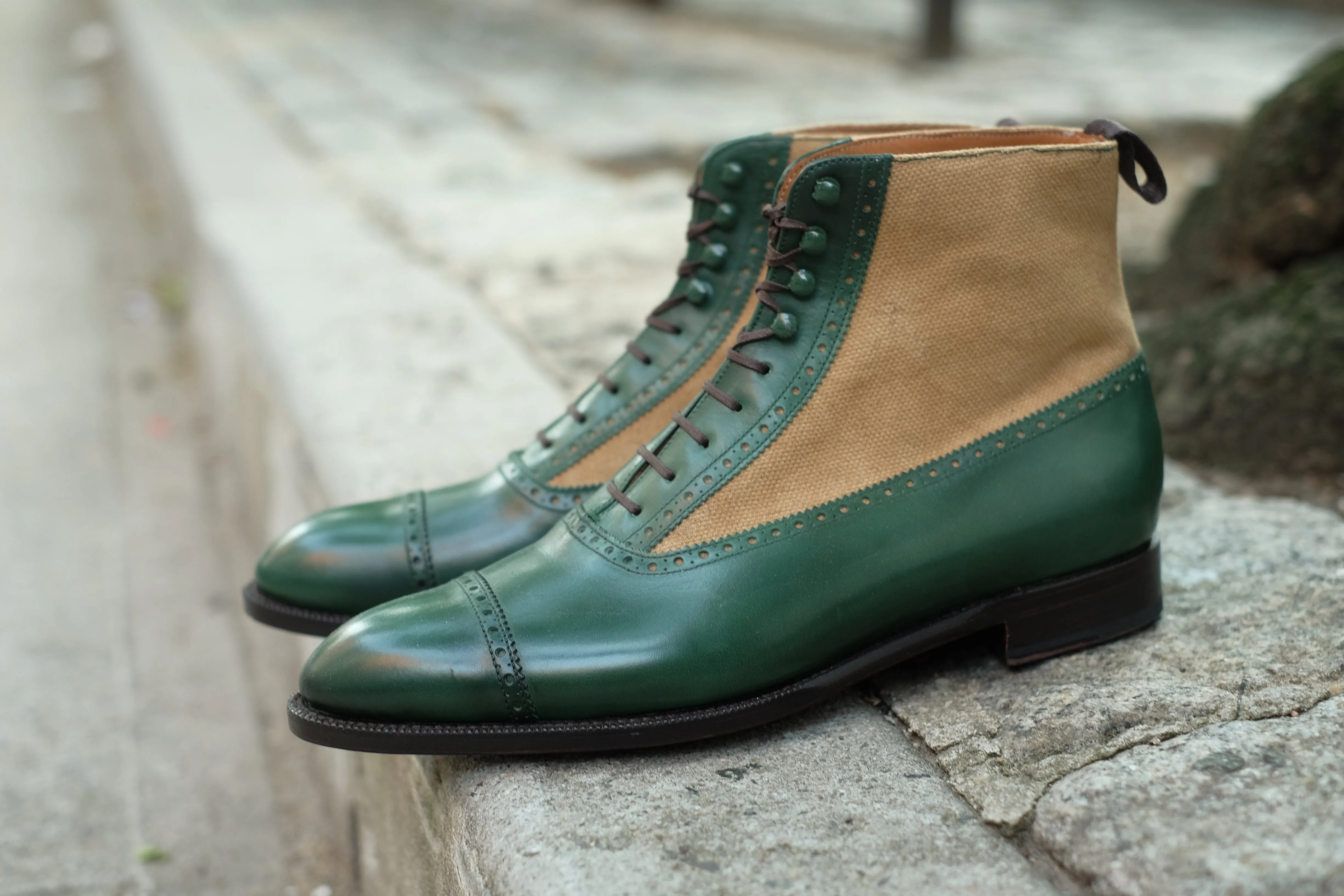 Tyler - MTO - Forest Green Calf / Hemp Canvas