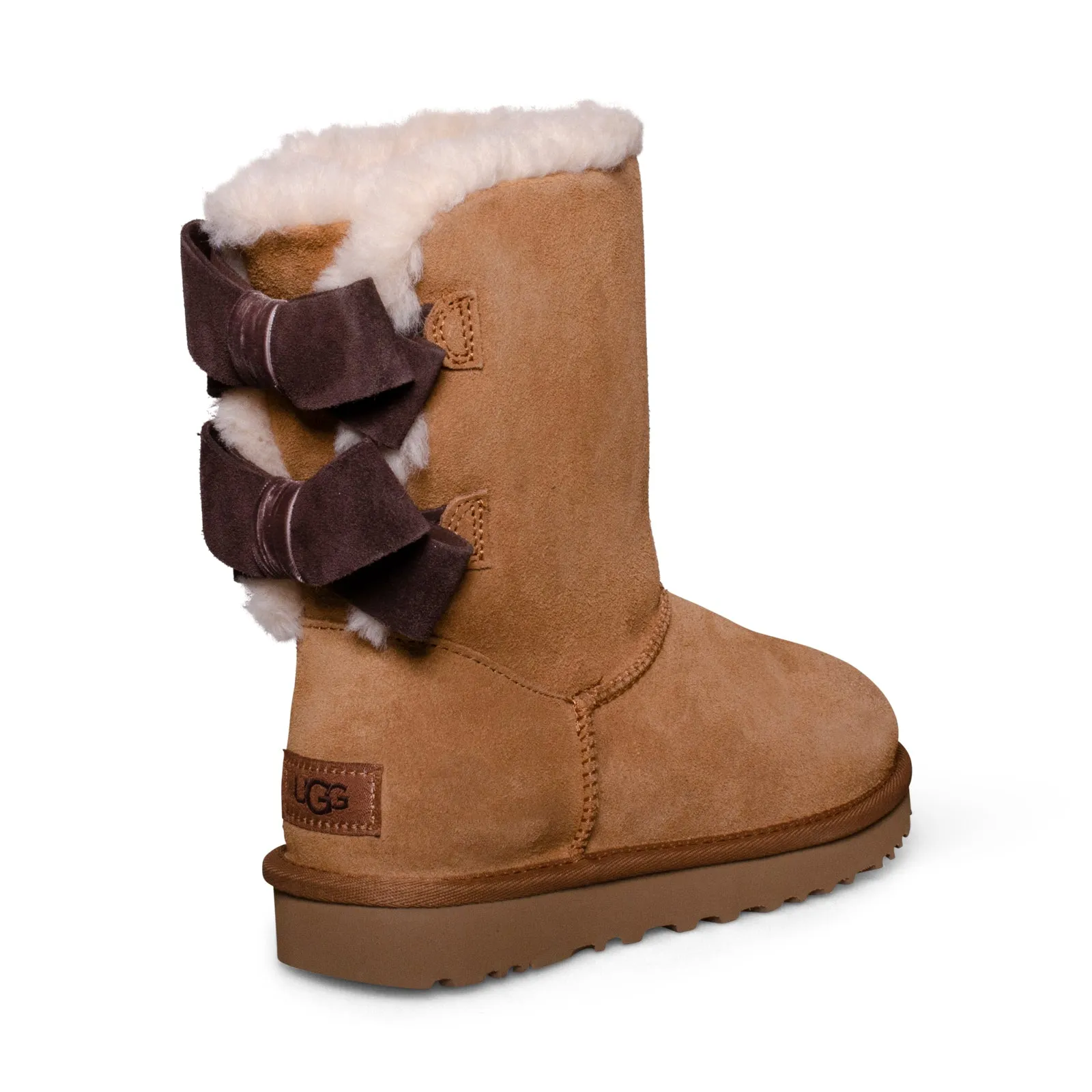 UGG Bailey Suede Bow Chestnut Boots - Women's