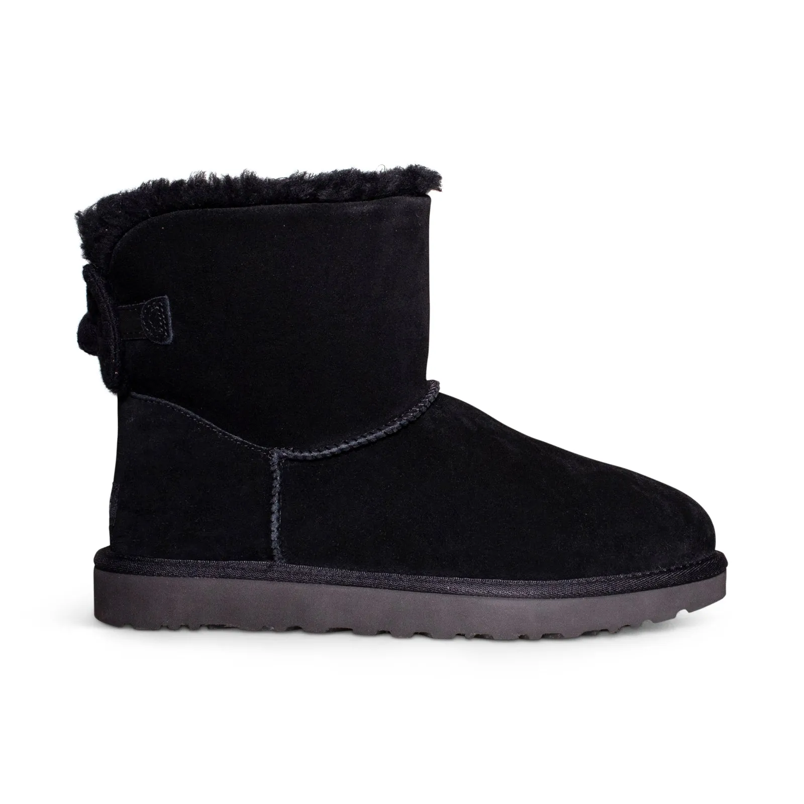 UGG Mini Bailey Ribbed Bow Black Boots - Women's