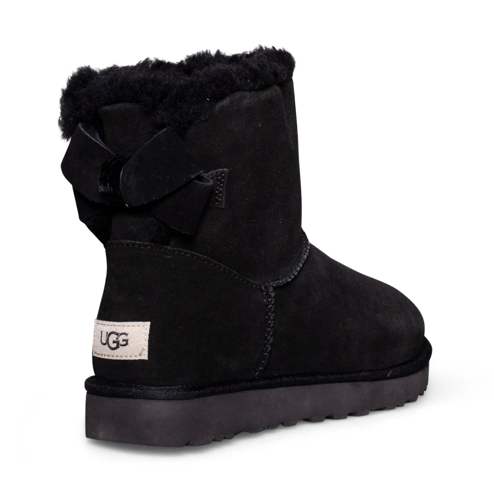 UGG Mini Bailey Suede Bow Black Boots - Women's