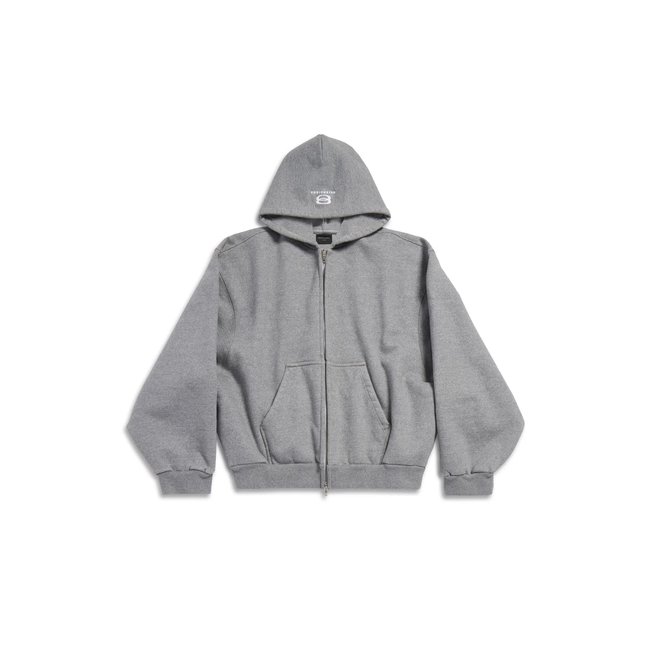 UNITY SPORTS ICON BOXY ZIP-UP HOODIE LARGE FIT IN GREY/WHITE