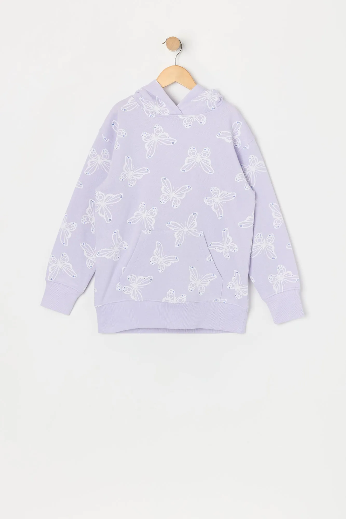 Urban Kids Girls Butterfly Print Fleece Hoodie