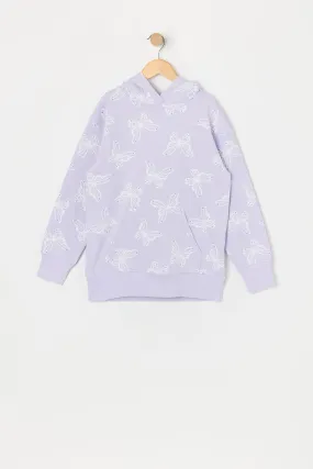 Urban Kids Girls Butterfly Print Fleece Hoodie