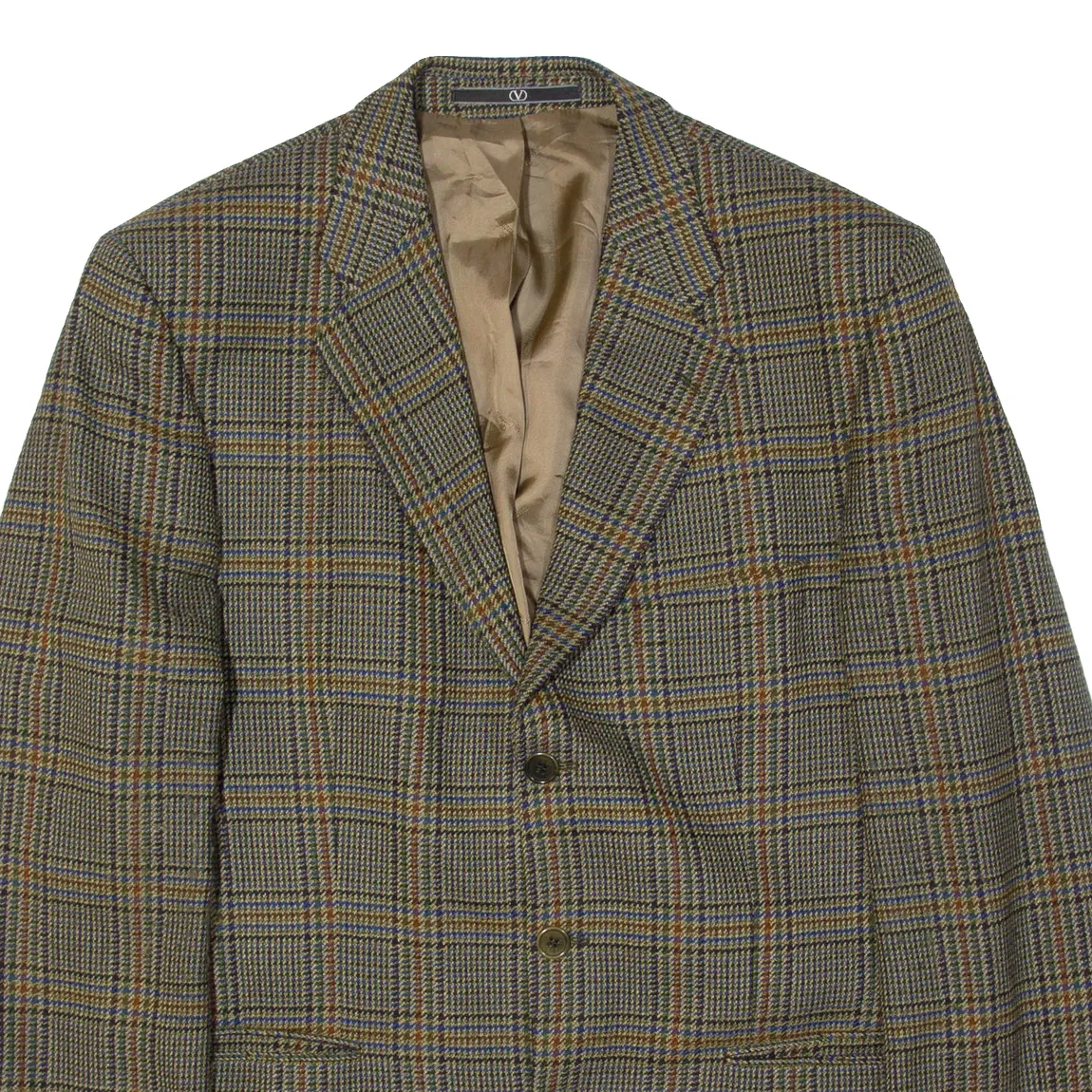 VALENTINO Mens Blazer Jacket Green Wool Plaid L