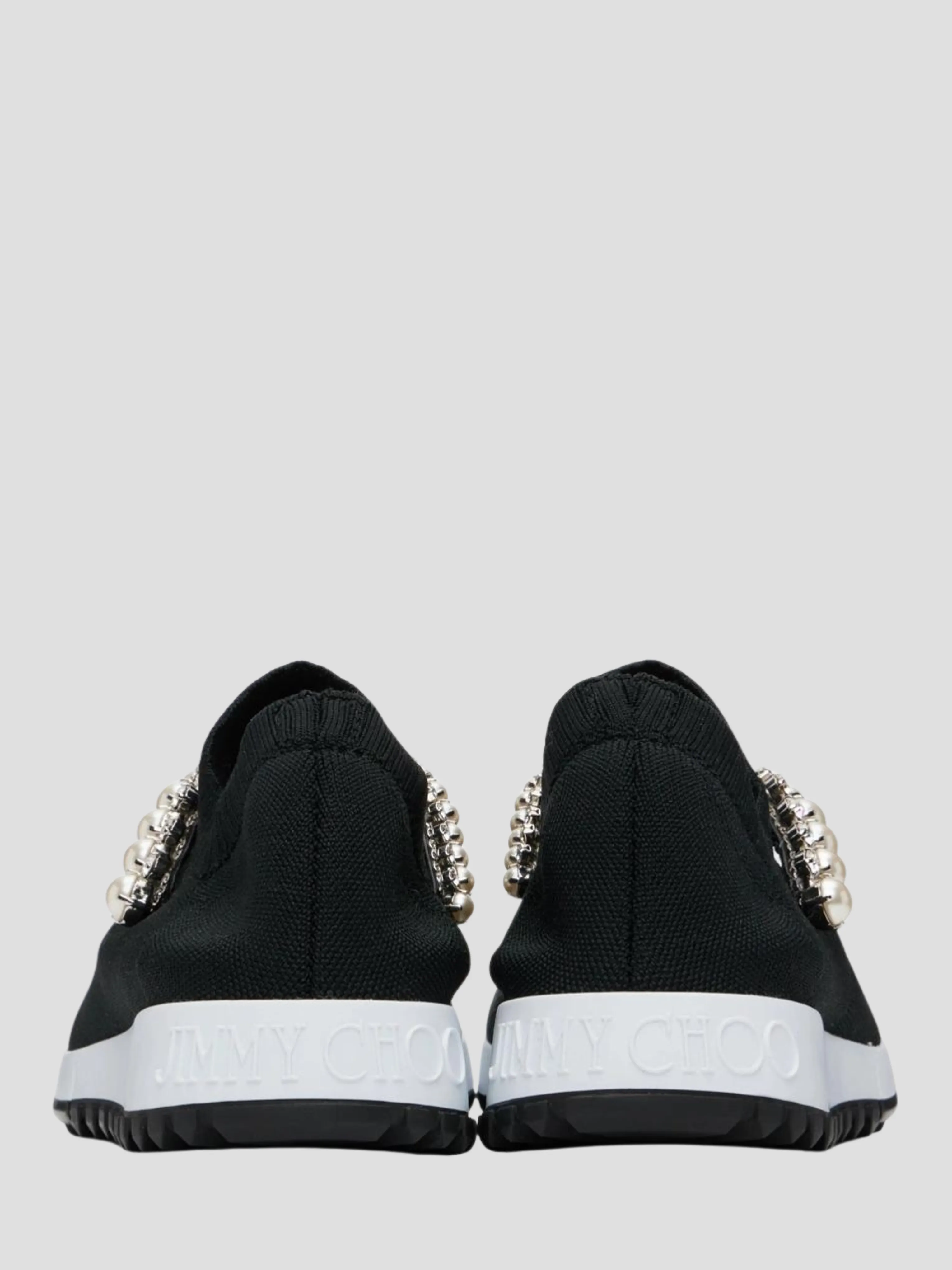 Verona Black Knit Sneakers with Crystal Detailing