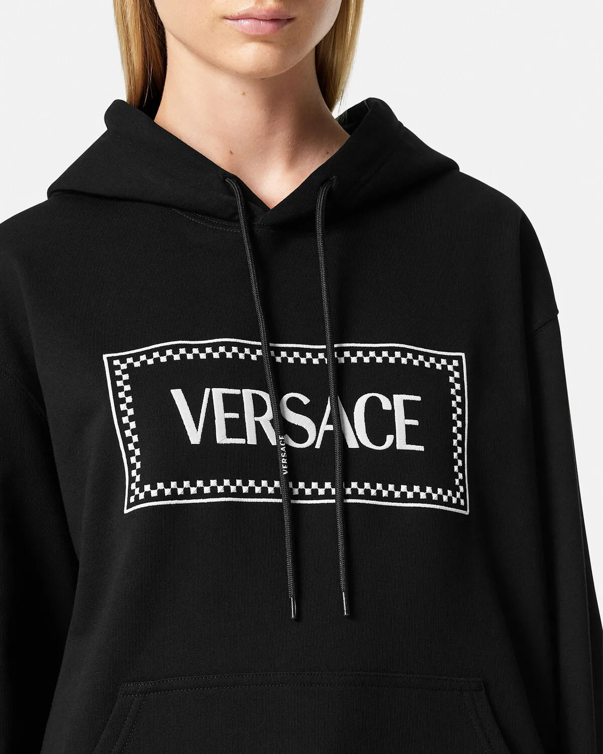 VERSACE  |Long Sleeves Cotton Logo Hoodies & Sweatshirts