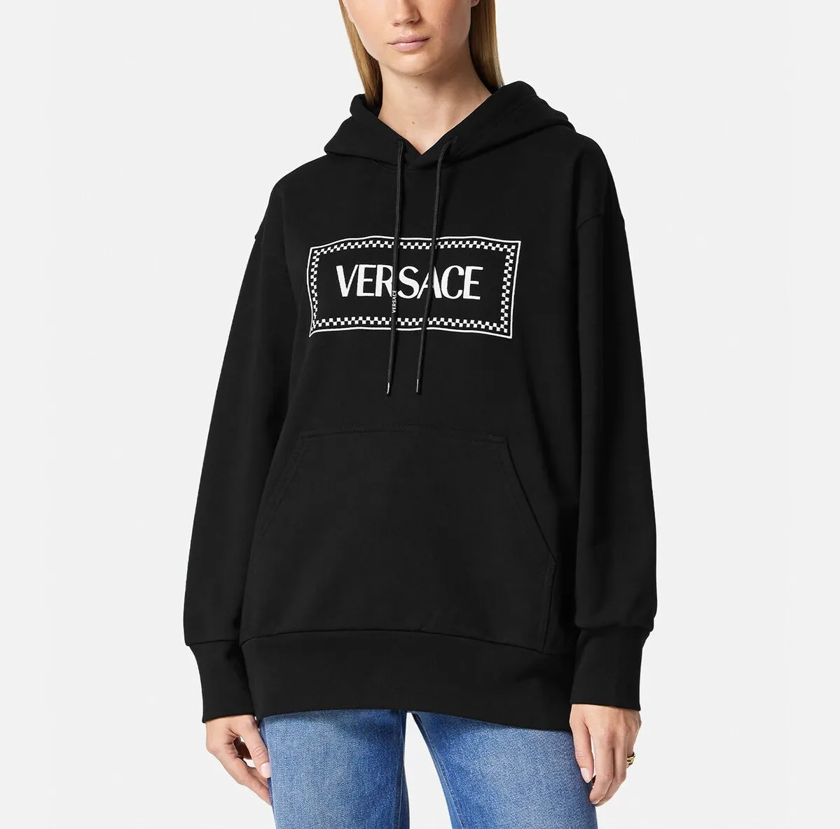 VERSACE  |Long Sleeves Cotton Logo Hoodies & Sweatshirts