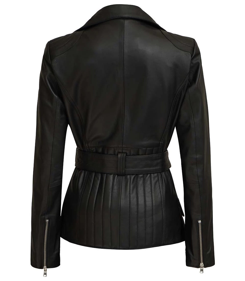 Victoria Women's Asymmetrical Black Leather Jacket