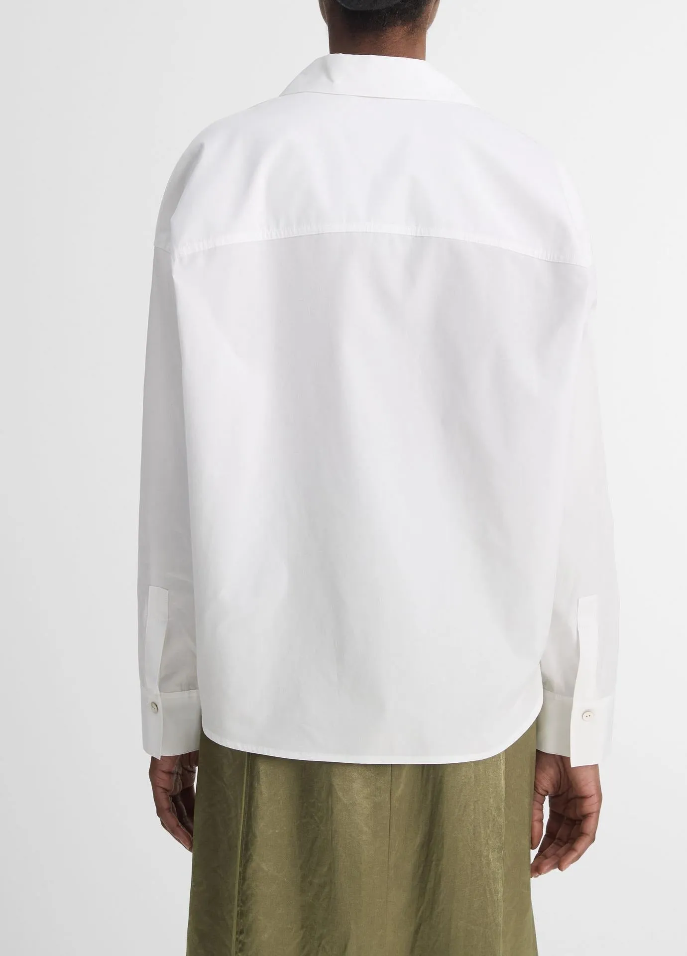 Vince Cotton Half-Placket Shirt in Optic White