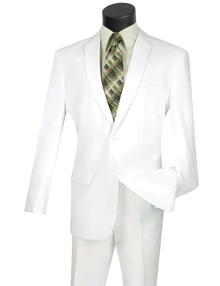 Vinci Slim Fit 2 Piece 2 Button Business Suit (White) S-2PP