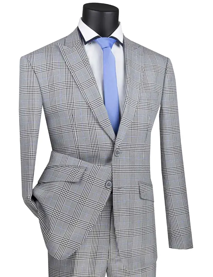 Vinci Slim Fit Suit with Peak Lapel and Stretch Armhole (Gray) S2RW-1