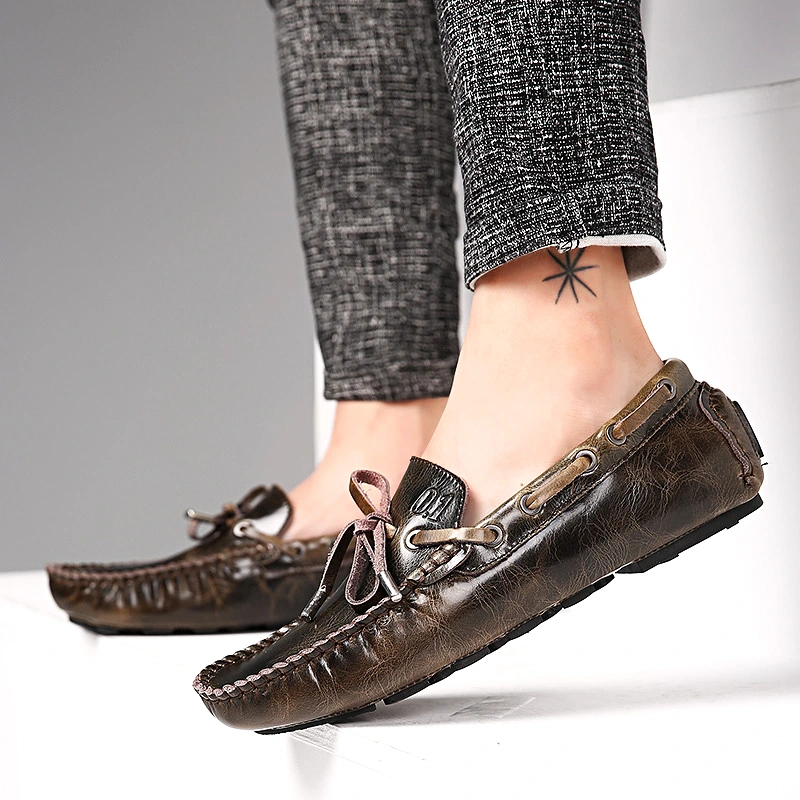 Vintage Lace-up Slip-on Loafers 