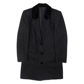 Womens Blazer Jacket Black Wool Pinstripe UK 10