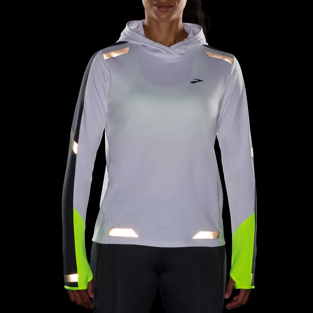 Women's Run Visible Thermal Hoodie - White/Asphalt/Nightlife