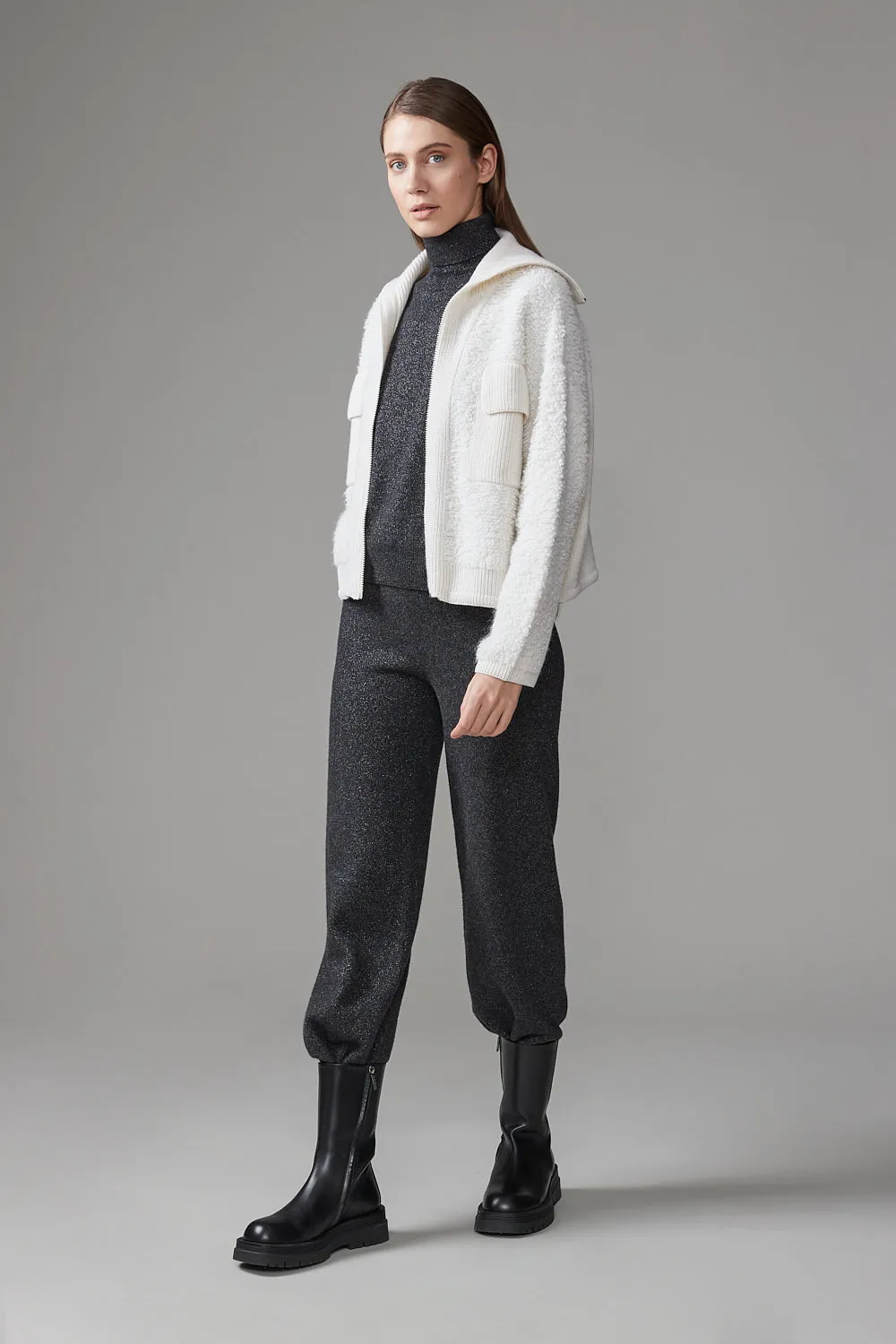 Wool and cashmere high neck sweater