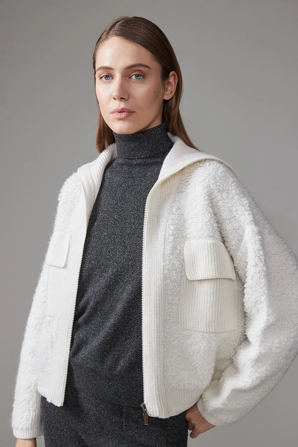 Wool and cashmere high neck sweater