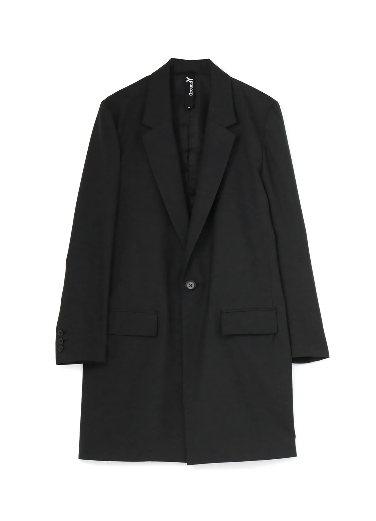 WOOL/POLYESTER GABARDINE 1-BUTTON LONG JACKET