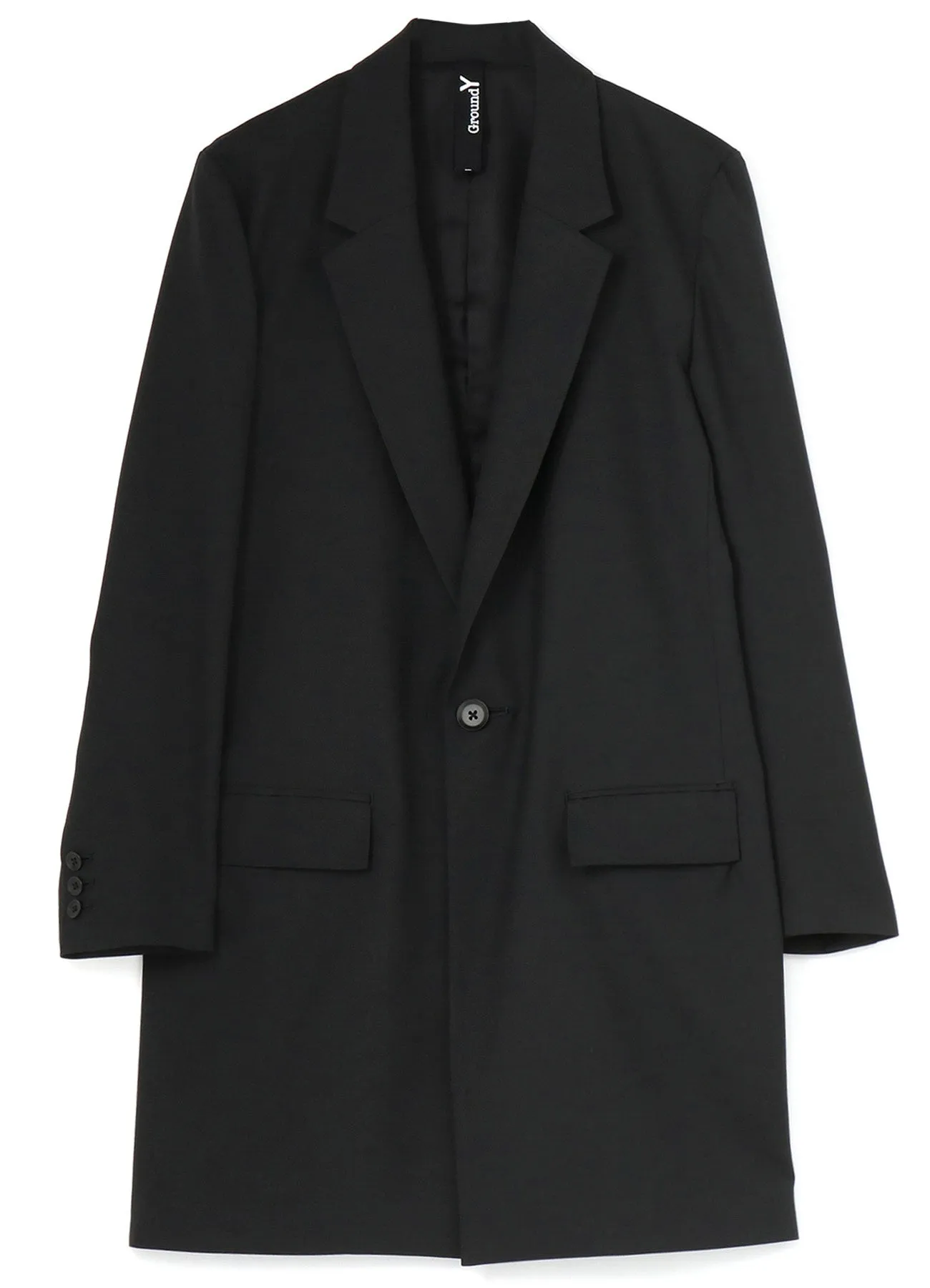 WOOL/POLYESTER GABARDINE 1-BUTTON LONG JACKET