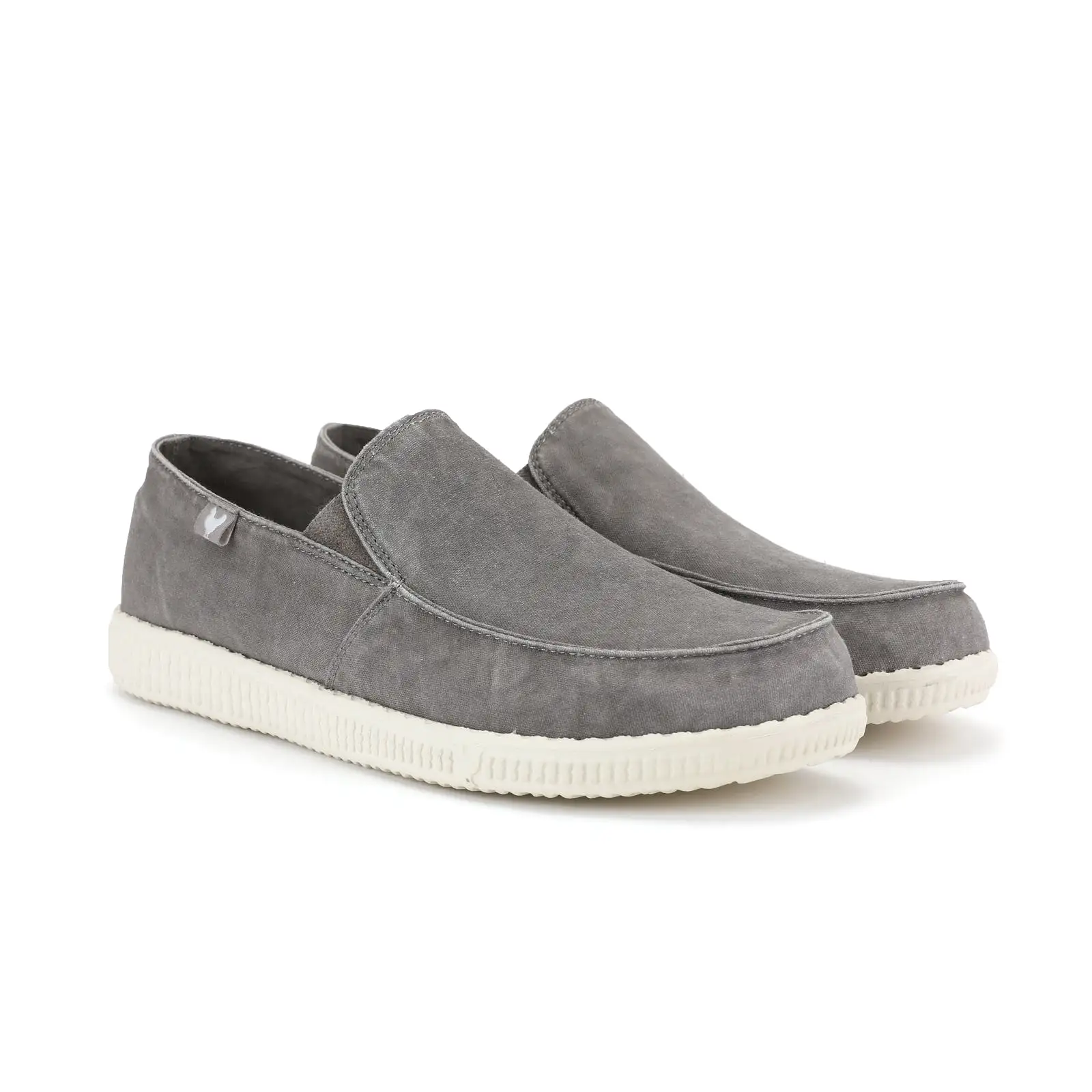 WP150 Slate Grey Washed Canvas Slip-On Loafers