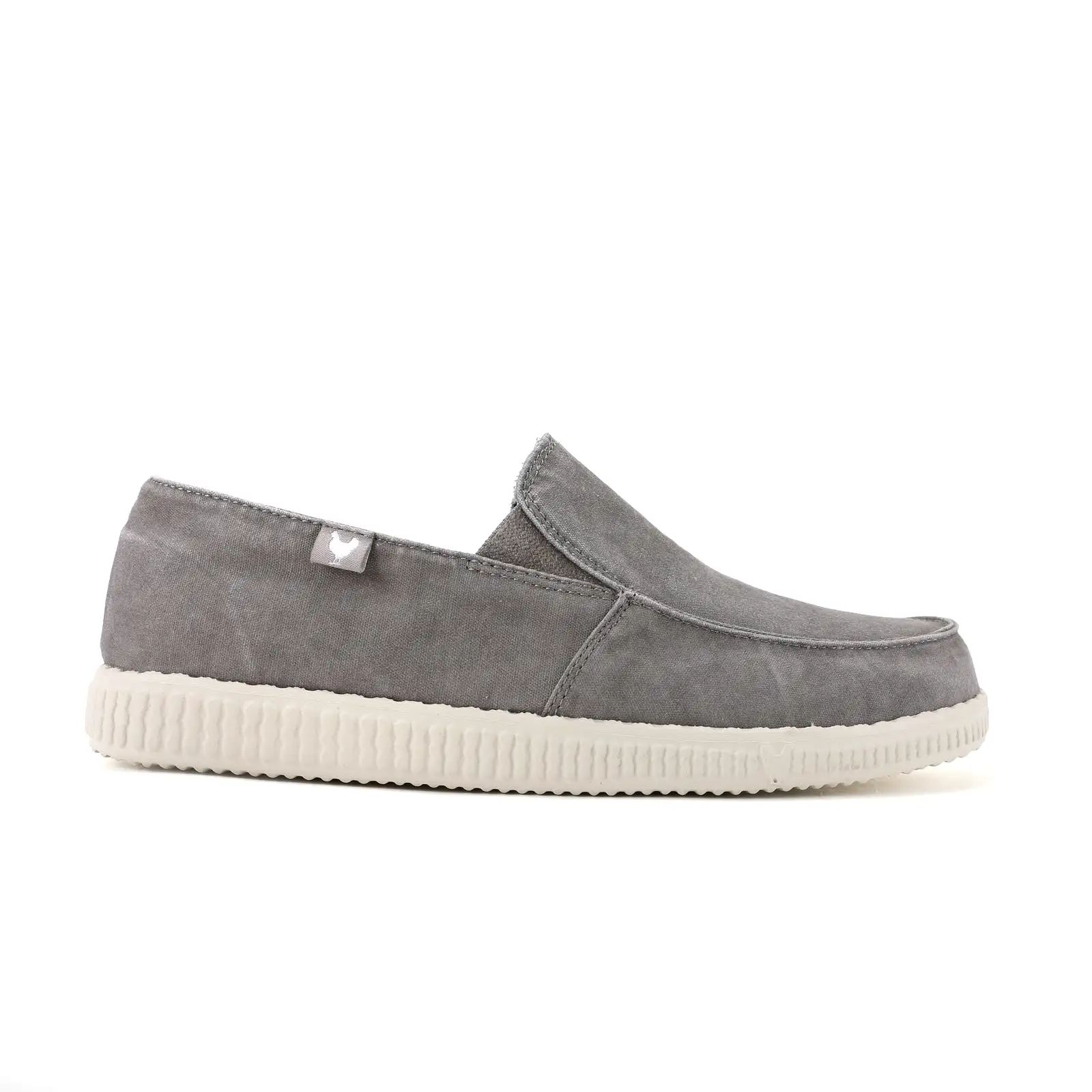 WP150 Slate Grey Washed Canvas Slip-On Loafers