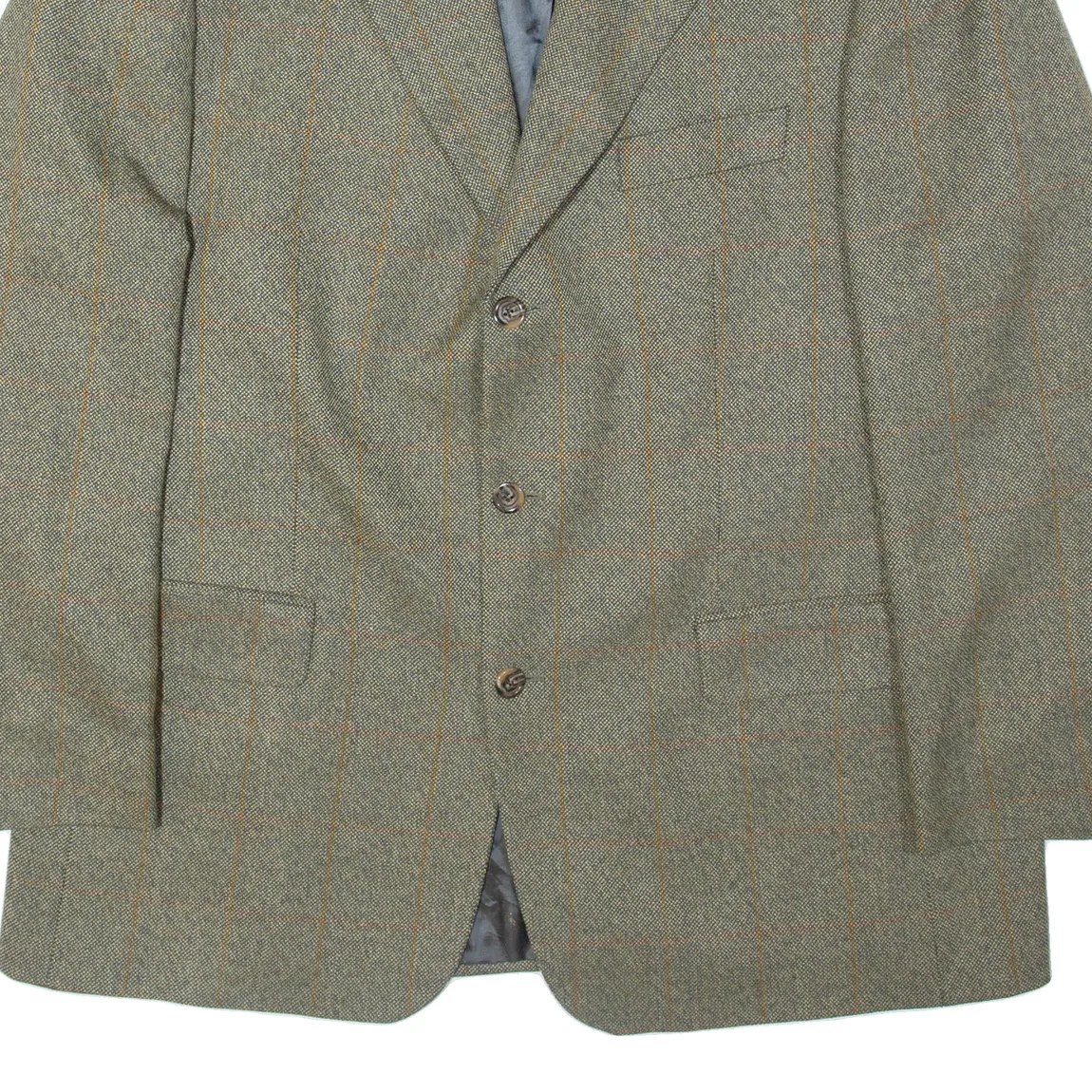 YVES SAINT LAURENT Mens Blazer Jacket Green Wool Plaid 2XL