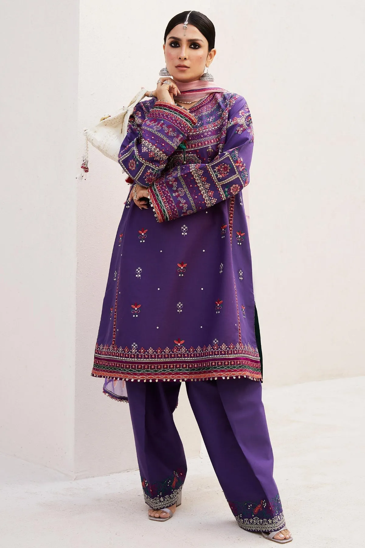 Zara Shahjahan Embroidered Luxury Lawn Unstitched 3Pc Suit D-07B LAMIA